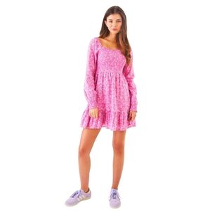 NWT Roller Rabbit Floral Merli Mini Dress - Pink L